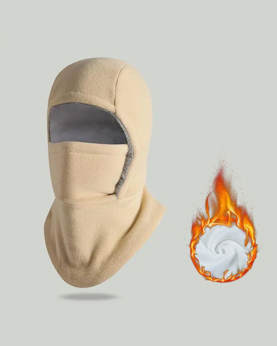 Winter 2 In 1 Hat And Face Mask Windproof Thick Fleece Lining For Outdoor Sports Black