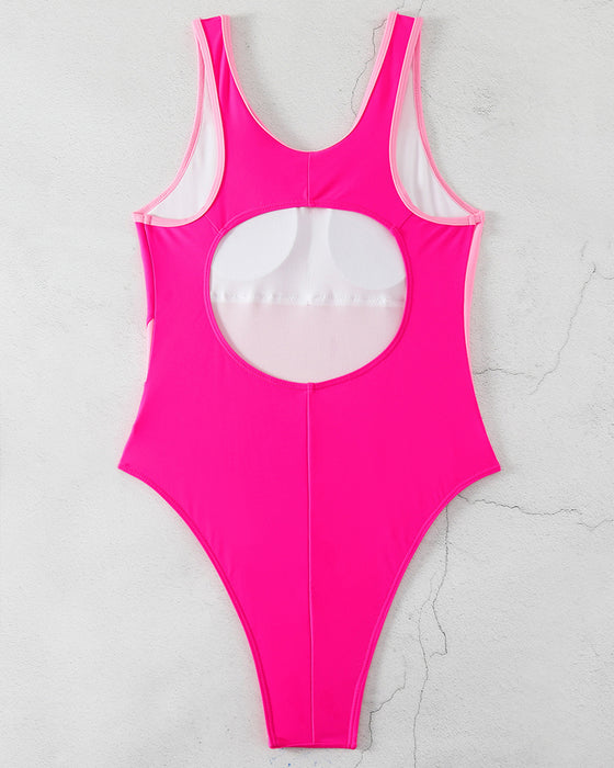 Fashionable one-piece swimsuit in contrasting colors