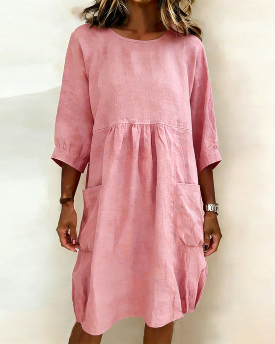 Three-Quarter Sleeve Loose Dress