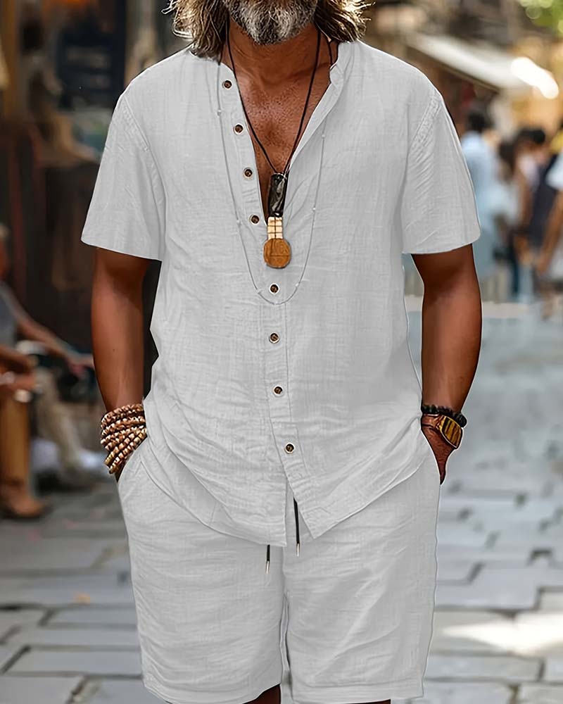 Men's Short Sleeve Shirt And Short Set