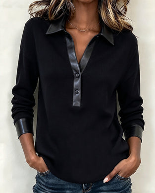 Spliced Lapel Button Top