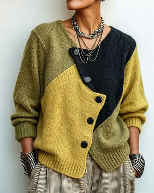 Irregular Color Block Cardigan