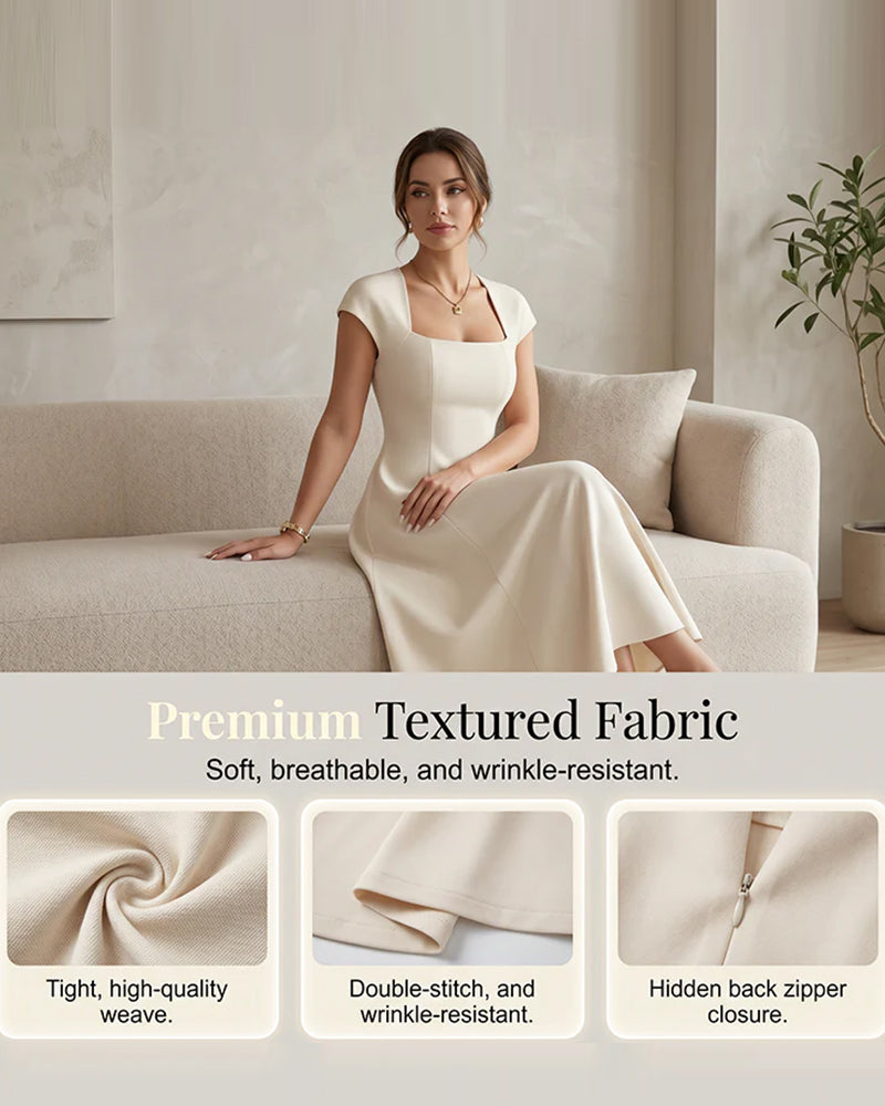 Square-Neck Short-Sleeve Dress