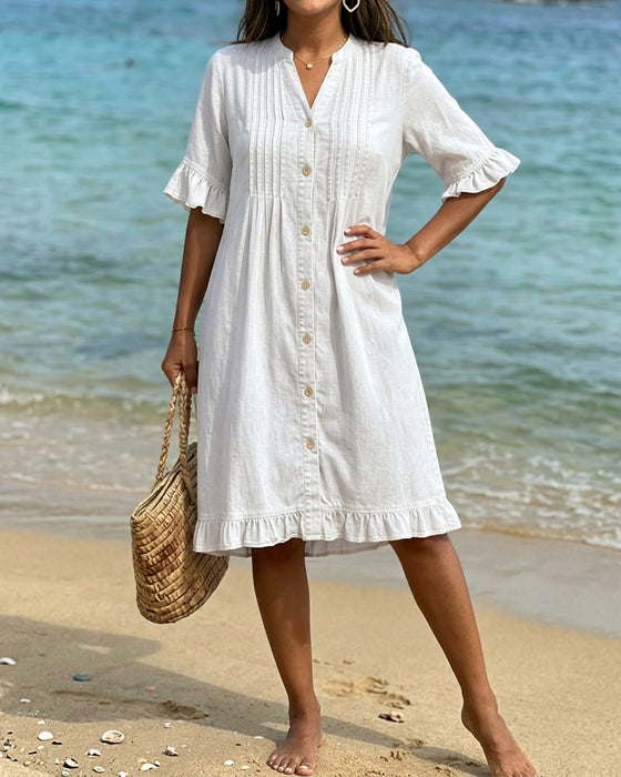 V-Neck Short-Sleeved Casual Dress