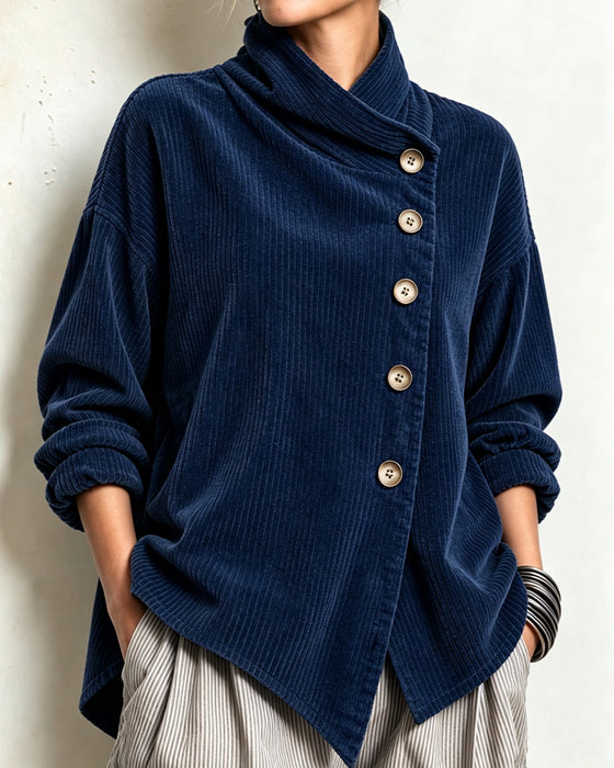 Turtleneck Button Loose Coat