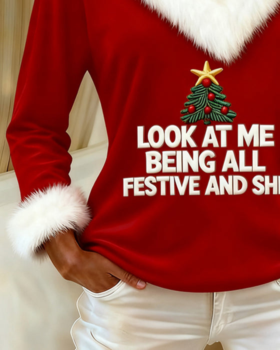 Elegant Printed Long-Sleeved Top