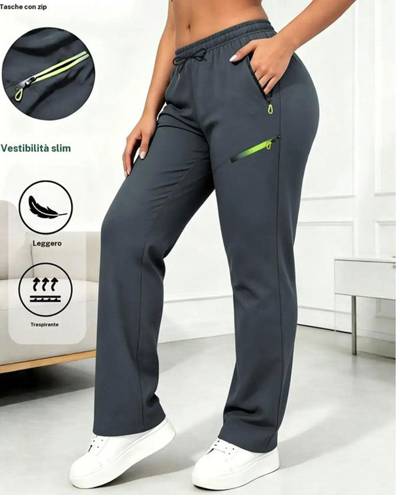 Zip Pocket Straight-Leg Pants