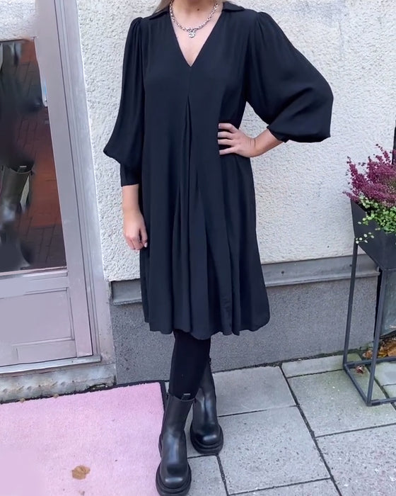 V-Neck Fashionable Lantern Sleeve Dress