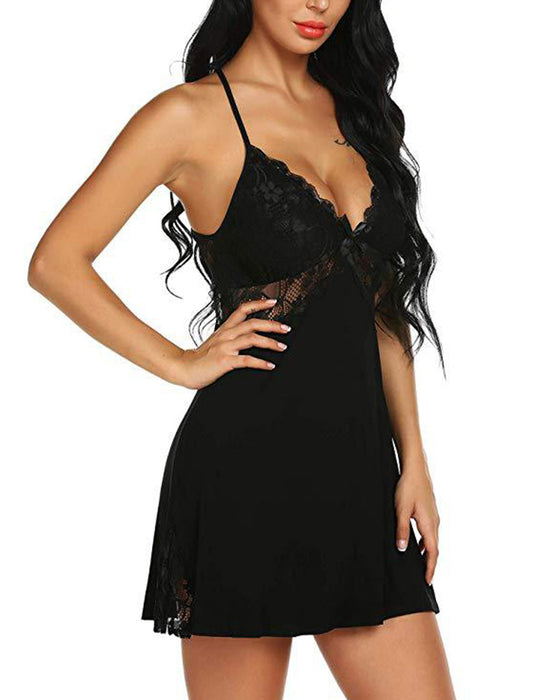 Solid color backless sexy nightdress
