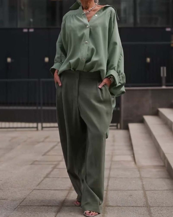 Casual Solid Color Long Sleeve Shirt