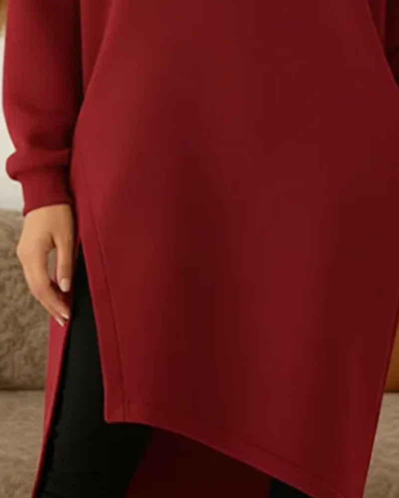 Casual Split Hooded Sweatshirt Dress