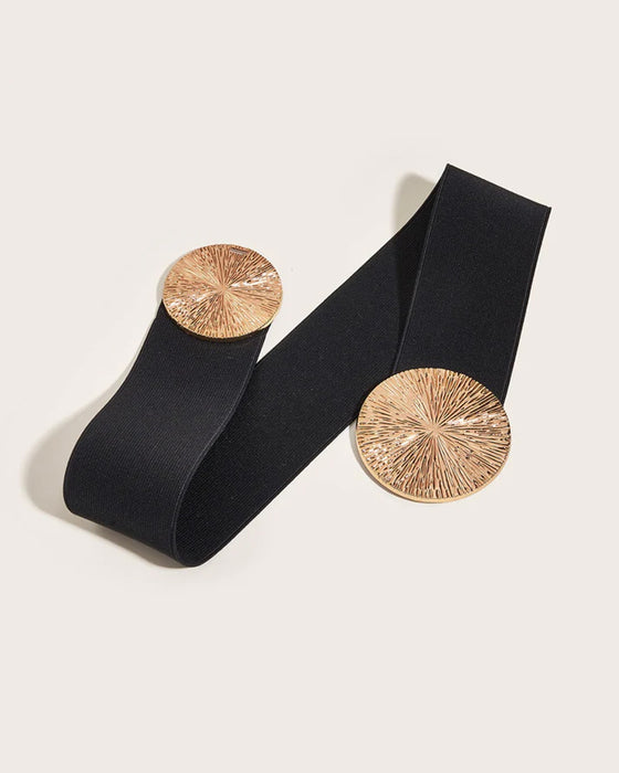 Dames Vintage Elastische Riem Met Gouden Gesp