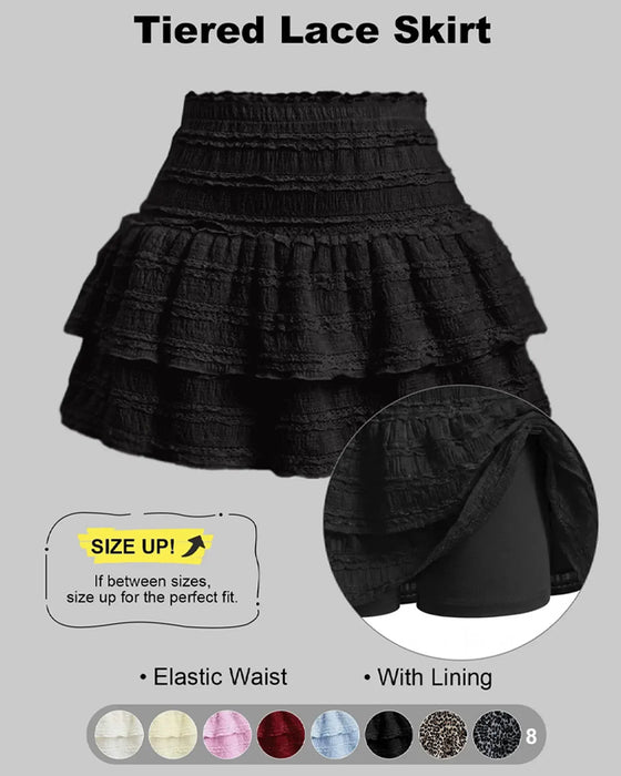 Ruched Waist Tiered Ruffle Skirt