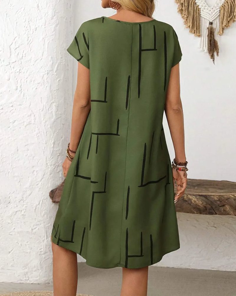 Women's Summer Casual  Print Round Neck Dress