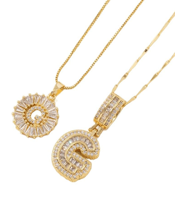 Initial Letter Pendant Necklaces -2 Pack
