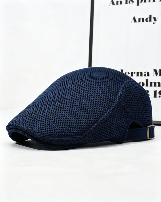 Men's Breathable Mesh Flat Cap - Adjustable Newsboy Ivy Beret Summer Hat