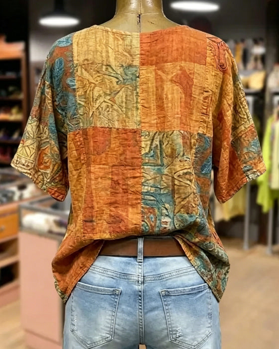 Vintage Dragonfly Print Casual Blouse