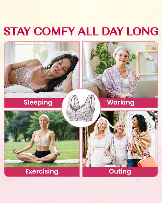 Front Button Comfortable Wireless Lift Bra