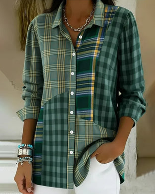 Plaid Patchwork Casual Shirt
