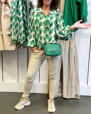 Lapel Printed Commuter Blouse