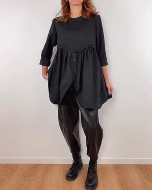 Irregular A-Line Pleated Blouse