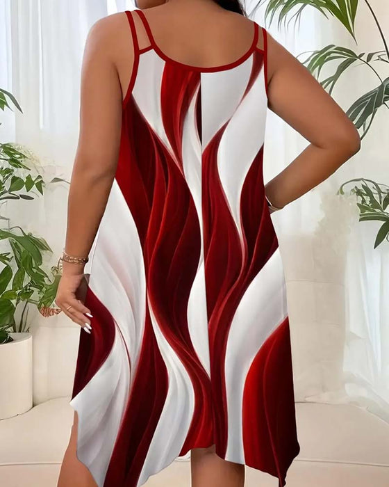 Color-Block Wavy Camisole Dress