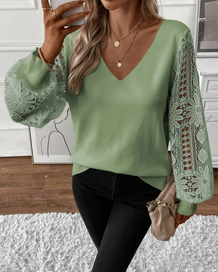 V-Neck Fashionable Hollow Pullover