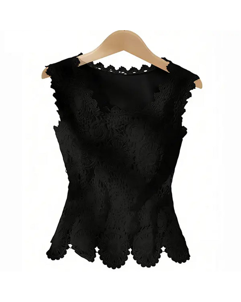 Water-Soluble Lace Sleeveless Tank Top
