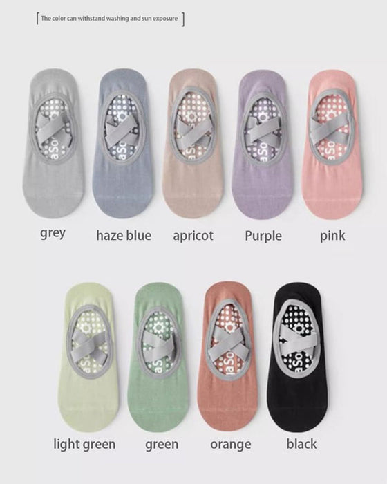 Women's No-Show Socks for Pilates & Workout - Non-Slip Silicone Grip, Breathable & Moisture-Wicking (Yoga/Dance/Indoor Activities)