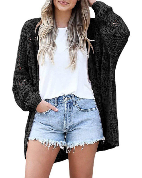 Casual Long Sleeve Hollow Out Sweater Cardigan