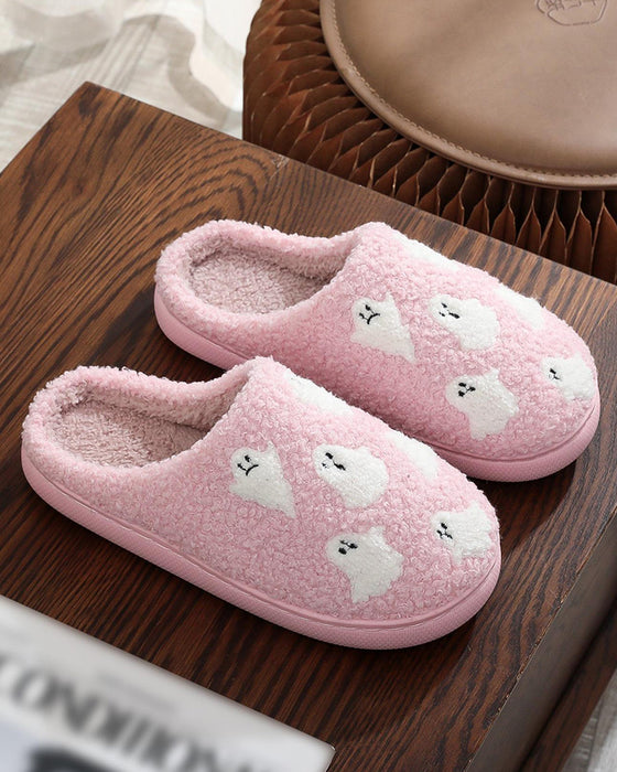 Women's Cute Cartoon Ghost Pattern Plush Slippers