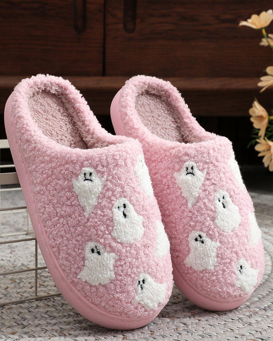 Women's Cute Cartoon Ghost Pattern Plush Slippers