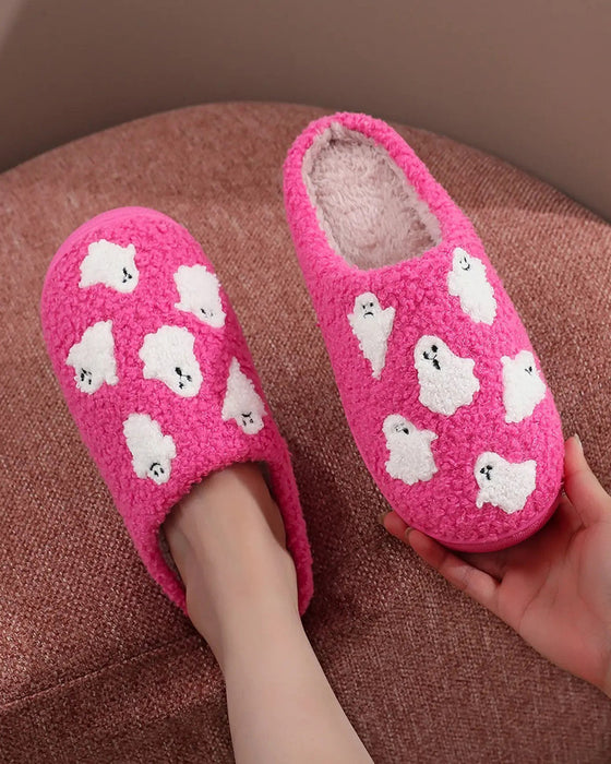 Women's Cute Cartoon Ghost Pattern Plush Slippers
