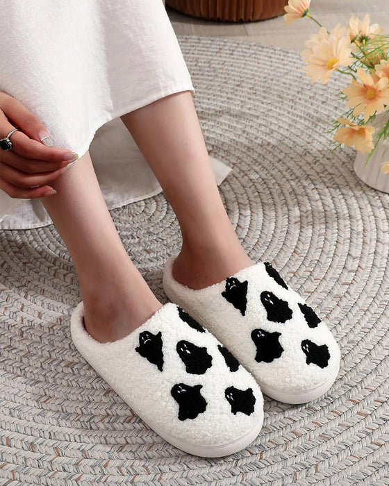 Women's Cute Cartoon Ghost Pattern Plush Slippers