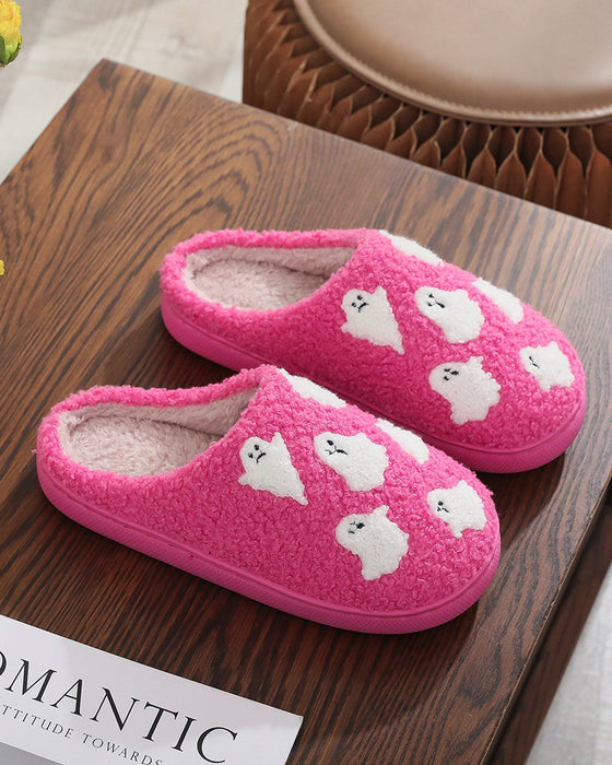 Women's Cute Cartoon Ghost Pattern Plush Slippers