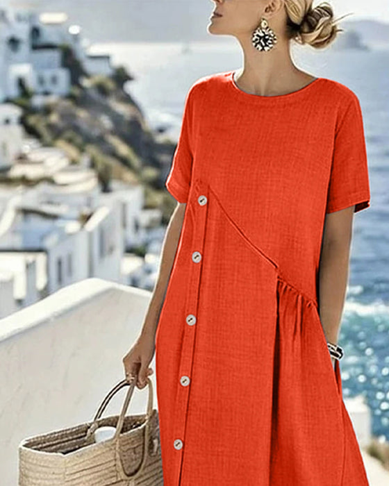 Button Decor Casual Dress
