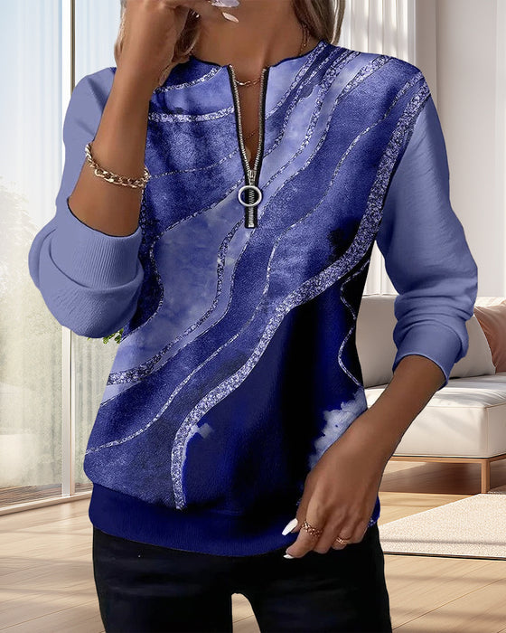 Half-Zip Vintage Print Sweatshirt