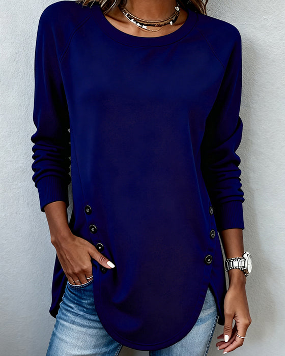 Irregular Hem Raglan Sleeve Sweatshirt