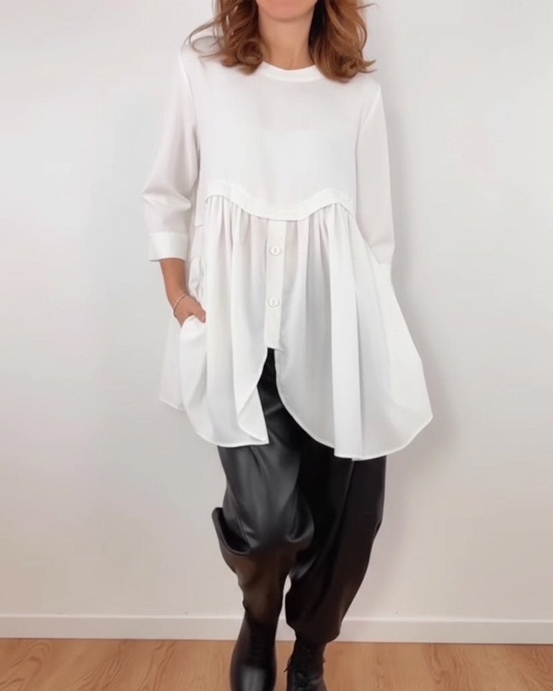 Irregular A-Line Pleated Blouse