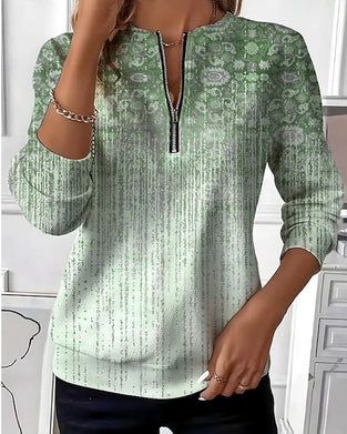 Vintage Floral Gradient Half-Zip Sweatshirt