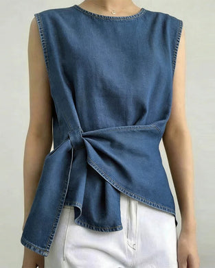 Asymmetric Tie Denim Tank Top