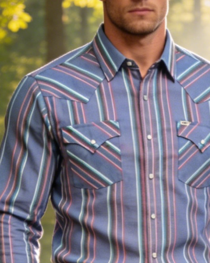 Men's Collared Pocket Plaid Shirt
