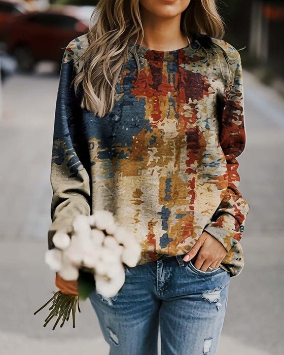 Vintage Printed Casual Top