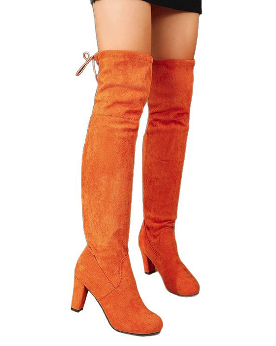 Elegant Over-The-Knee Boots Made Of Imitation Suede