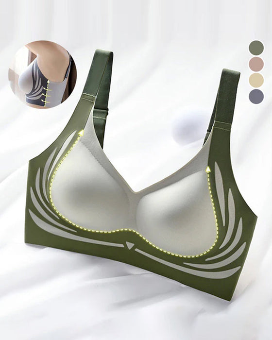 Lifting anti-sagging wireless push-up bra
