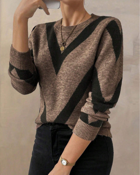 Geometric-Print Crew Neck Jumper