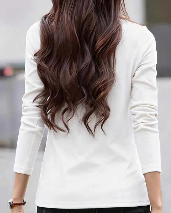 Slim Fit Pleated Long Sleeve Top