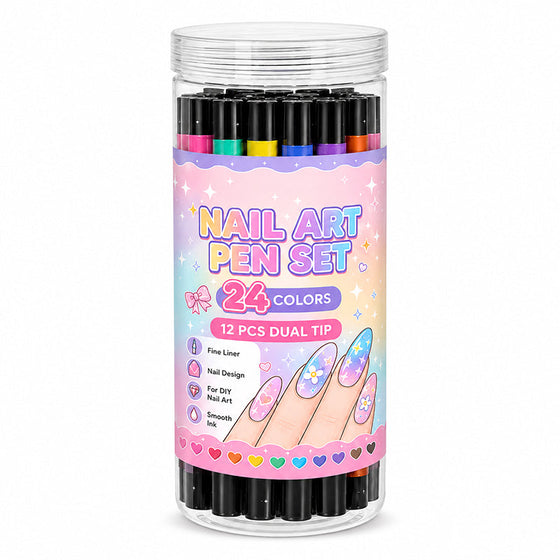 24 Colors Dual Ended Nail Art Pens Set