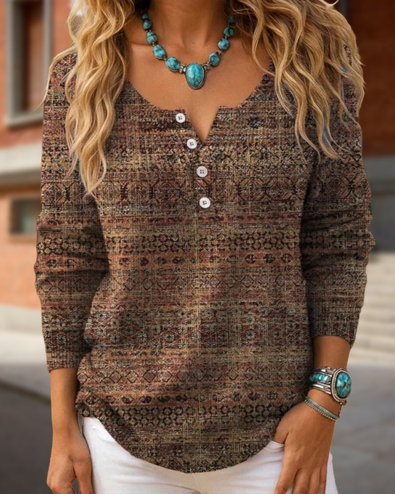 Vintage Casual Button Top