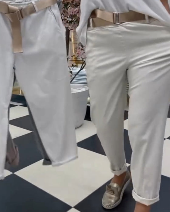 Solid-colored casual pants